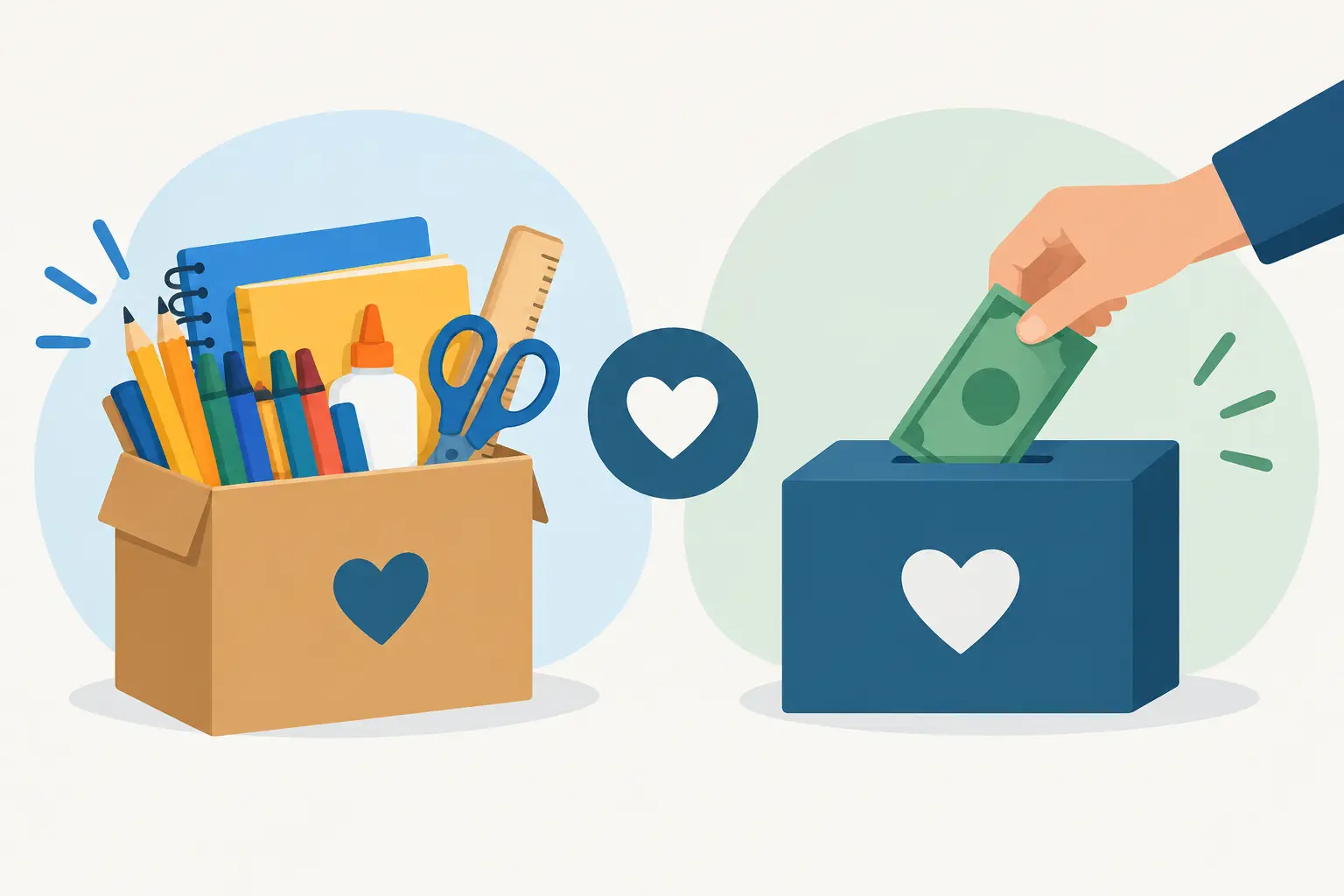 School Supply Drives Versus Cash Donations